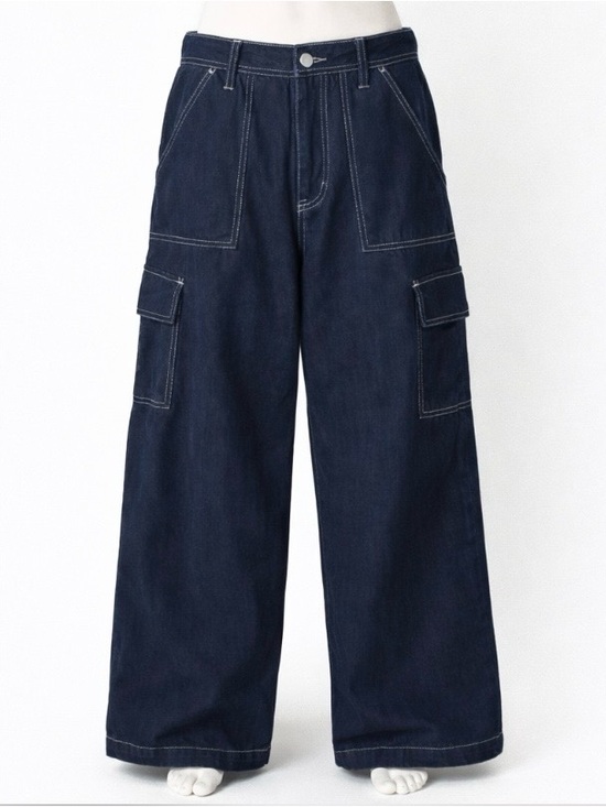 Forever 21 Pants - Wide Leg Cargo Pants Y2K Utility Navy Skater Medium Streetwear